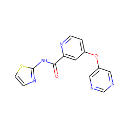 O=C(Nc1nccs1)c1cc(Oc2cncnc2)ccn1 ZINC000167359785