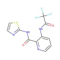 O=C(Nc1nccs1)c1ncccc1NC(=O)C(F)(F)F ZINC000013521840