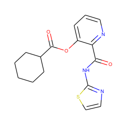 O=C(Nc1nccs1)c1ncccc1OC(=O)C1CCCCC1 ZINC000013521909