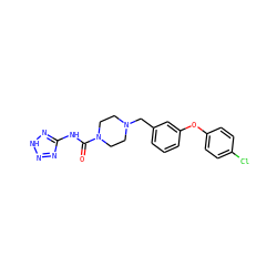 O=C(Nc1nn[nH]n1)N1CCN(Cc2cccc(Oc3ccc(Cl)cc3)c2)CC1 ZINC000095562855