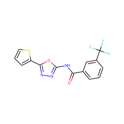 O=C(Nc1nnc(-c2cccs2)o1)c1cccc(C(F)(F)F)c1 ZINC000002641519