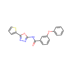 O=C(Nc1nnc(-c2cccs2)o1)c1cccc(Oc2ccccc2)c1 ZINC000002641559