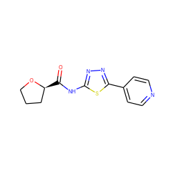 O=C(Nc1nnc(-c2ccncc2)s1)[C@H]1CCCO1 ZINC000001056192