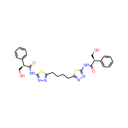 O=C(Nc1nnc(CCCCc2nnc(NC(=O)[C@@H](CO)c3ccccc3)s2)s1)[C@@H](CO)c1ccccc1 ZINC000169697701