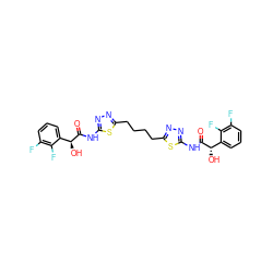 O=C(Nc1nnc(CCCCc2nnc(NC(=O)[C@@H](O)c3cccc(F)c3F)s2)s1)[C@@H](O)c1cccc(F)c1F ZINC000169698011