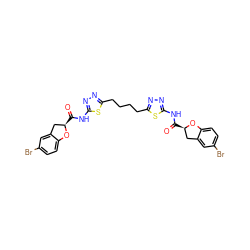 O=C(Nc1nnc(CCCCc2nnc(NC(=O)[C@@H]3Cc4cc(Br)ccc4O3)s2)s1)[C@@H]1Cc2cc(Br)ccc2O1 ZINC000169697874