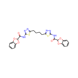 O=C(Nc1nnc(CCCCc2nnc(NC(=O)C3Oc4ccccc4O3)s2)s1)C1Oc2ccccc2O1 ZINC000169697907