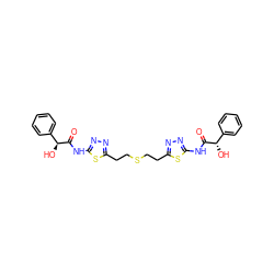 O=C(Nc1nnc(CCSCCc2nnc(NC(=O)[C@@H](O)c3ccccc3)s2)s1)[C@@H](O)c1ccccc1 ZINC000169697810