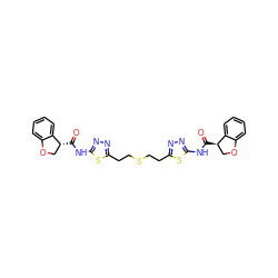 O=C(Nc1nnc(CCSCCc2nnc(NC(=O)[C@@H]3COc4ccccc43)s2)s1)[C@@H]1COc2ccccc21 ZINC000169697900