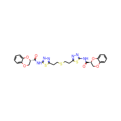 O=C(Nc1nnc(CCSCCc2nnc(NC(=O)[C@@H]3COc4ccccc4O3)s2)s1)[C@@H]1COc2ccccc2O1 ZINC000169697716