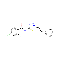 O=C(Nc1nnc(CCc2ccccc2)s1)c1ccc(Cl)cc1Cl ZINC000000828630