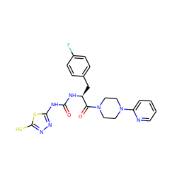 O=C(Nc1nnc(S)s1)N[C@@H](Cc1ccc(F)cc1)C(=O)N1CCN(c2ccccn2)CC1 ZINC000013797000