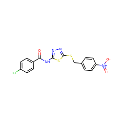 O=C(Nc1nnc(SCc2ccc([N+](=O)[O-])cc2)s1)c1ccc(Cl)cc1 ZINC000006332821