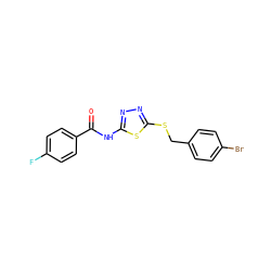 O=C(Nc1nnc(SCc2ccc(Br)cc2)s1)c1ccc(F)cc1 ZINC000009366812