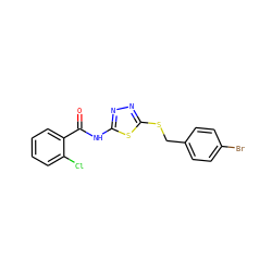 O=C(Nc1nnc(SCc2ccc(Br)cc2)s1)c1ccccc1Cl ZINC000009366804