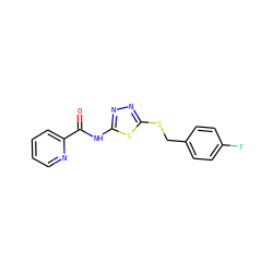 O=C(Nc1nnc(SCc2ccc(F)cc2)s1)c1ccccn1 ZINC000002651583