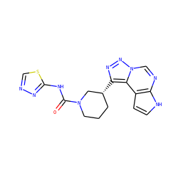 O=C(Nc1nncs1)N1CCC[C@@H](c2nnn3cnc4[nH]ccc4c23)C1 ZINC001772575876