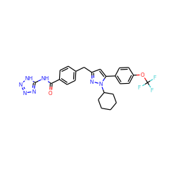 O=C(Nc1nnn[nH]1)c1ccc(Cc2cc(-c3ccc(OC(F)(F)F)cc3)n(C3CCCCC3)n2)cc1 ZINC000034060233