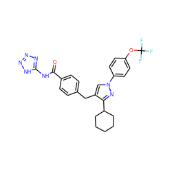 O=C(Nc1nnn[nH]1)c1ccc(Cc2cn(-c3ccc(OC(F)(F)F)cc3)nc2C2CCCCC2)cc1 ZINC000066101877