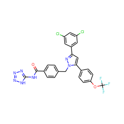 O=C(Nc1nnn[nH]1)c1ccc(Cn2nc(-c3cc(Cl)cc(Cl)c3)cc2-c2ccc(OC(F)(F)F)cc2)cc1 ZINC000066262742