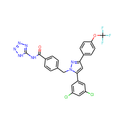 O=C(Nc1nnn[nH]1)c1ccc(Cn2nc(-c3ccc(OC(F)(F)F)cc3)cc2-c2cc(Cl)cc(Cl)c2)cc1 ZINC000066262738