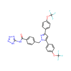 O=C(Nc1nnn[nH]1)c1ccc(Cn2nc(-c3ccc(OC(F)(F)F)cc3)cc2-c2ccc(OC(F)(F)F)cc2)cc1 ZINC000003963179