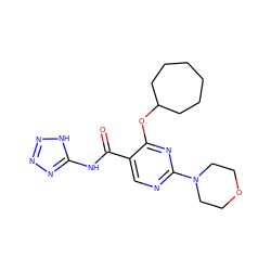 O=C(Nc1nnn[nH]1)c1cnc(N2CCOCC2)nc1OC1CCCCCC1 ZINC000013981909