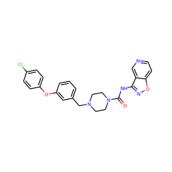 O=C(Nc1noc2ccncc12)N1CCN(Cc2cccc(Oc3ccc(Cl)cc3)c2)CC1 ZINC000095561356