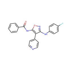 O=C(Nc1onc(Nc2ccc(F)cc2)c1-c1ccncc1)c1ccccc1 ZINC000299838493