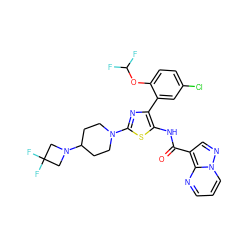 O=C(Nc1sc(N2CCC(N3CC(F)(F)C3)CC2)nc1-c1cc(Cl)ccc1OC(F)F)c1cnn2cccnc12 ZINC001772569827