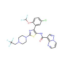 O=C(Nc1sc(N2CCN(CC(F)(F)F)CC2)nc1-c1cc(Cl)ccc1OC(F)F)c1cnn2cccnc12 ZINC001772592736