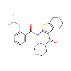 O=C(Nc1sc2c(c1C(=O)N1CCOCC1)CCOC2)c1ccccc1OC(F)F ZINC000095561863