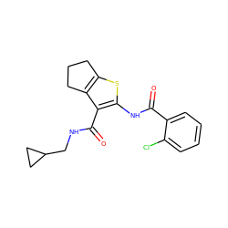 O=C(Nc1sc2c(c1C(=O)NCC1CC1)CCC2)c1ccccc1Cl ZINC000095562656