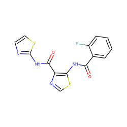 O=C(Nc1scnc1C(=O)Nc1nccs1)c1ccccc1F ZINC000028121183