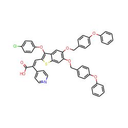 O=C(O)/C(=C/c1sc2cc(OCc3ccc(Oc4ccccc4)cc3)c(OCc3ccc(Oc4ccccc4)cc3)cc2c1Oc1ccc(Cl)cc1)c1ccncc1 ZINC000095615419