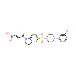 O=C(O)/C=C/C(=O)N1CCc2cc(S(=O)(=O)N3CCN(c4cccc(Cl)c4)CC3)ccc21 ZINC000118514941