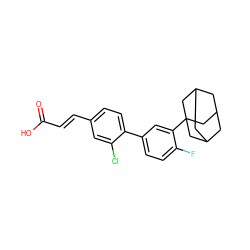 O=C(O)/C=C/c1ccc(-c2ccc(F)c(C34CC5CC(CC(C5)C3)C4)c2)c(Cl)c1 ZINC000040393508