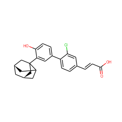 O=C(O)/C=C/c1ccc(-c2ccc(O)c(C34C[C@@H]5CC3C[C@H](C5)C4)c2)c(Cl)c1 ZINC000100410255