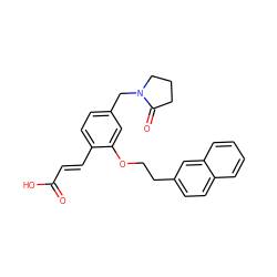 O=C(O)/C=C/c1ccc(CN2CCCC2=O)cc1OCCc1ccc2ccccc2c1 ZINC000038467879