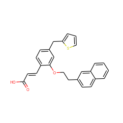 O=C(O)/C=C/c1ccc(Cc2cccs2)cc1OCCc1ccc2ccccc2c1 ZINC000045340251