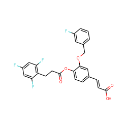 O=C(O)/C=C/c1ccc(OC(=O)CCc2c(F)cc(F)cc2F)c(OCc2cccc(F)c2)c1 ZINC000299825608