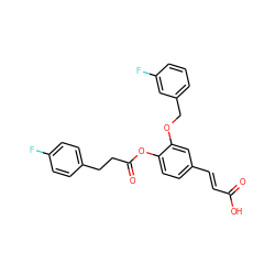 O=C(O)/C=C/c1ccc(OC(=O)CCc2ccc(F)cc2)c(OCc2cccc(F)c2)c1 ZINC000299828530