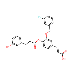 O=C(O)/C=C/c1ccc(OC(=O)CCc2cccc(O)c2)c(OCc2cccc(F)c2)c1 ZINC000299825509