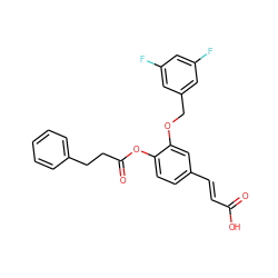 O=C(O)/C=C/c1ccc(OC(=O)CCc2ccccc2)c(OCc2cc(F)cc(F)c2)c1 ZINC000299820199