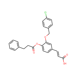 O=C(O)/C=C/c1ccc(OC(=O)CCc2ccccc2)c(OCc2ccc(Cl)cc2)c1 ZINC000299828508