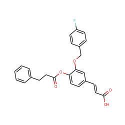 O=C(O)/C=C/c1ccc(OC(=O)CCc2ccccc2)c(OCc2ccc(F)cc2)c1 ZINC000299819116