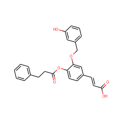 O=C(O)/C=C/c1ccc(OC(=O)CCc2ccccc2)c(OCc2cccc(O)c2)c1 ZINC000221051913