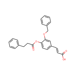 O=C(O)/C=C/c1ccc(OC(=O)CCc2ccccc2)c(OCc2ccccc2)c1 ZINC000299821823