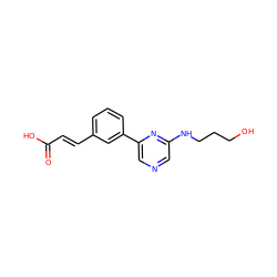 O=C(O)/C=C/c1cccc(-c2cncc(NCCCO)n2)c1 ZINC000040952661