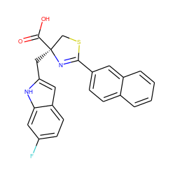 O=C(O)[C@@]1(Cc2cc3ccc(F)cc3[nH]2)CSC(c2ccc3ccccc3c2)=N1 ZINC000038253317